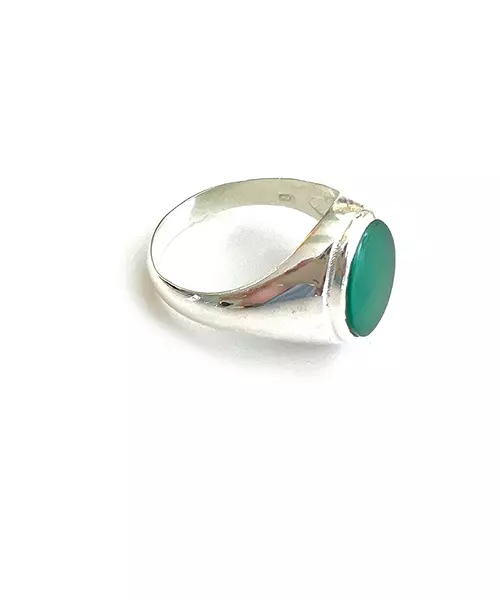 Green Agate Ring - Silver 925