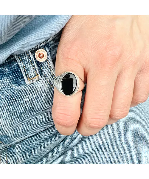 Black Onyx Ring - Silver 925