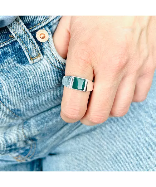 Green Agate Ring - Silver 925