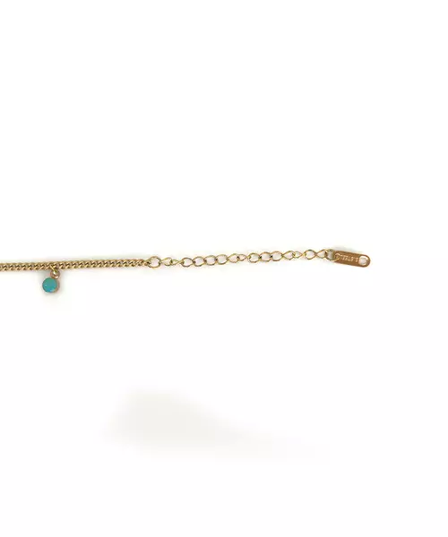 Anklet with Turquoise stones - Stainless Steel Gold