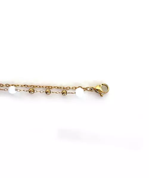 Anklet with White stones - Stainless Steel Gold