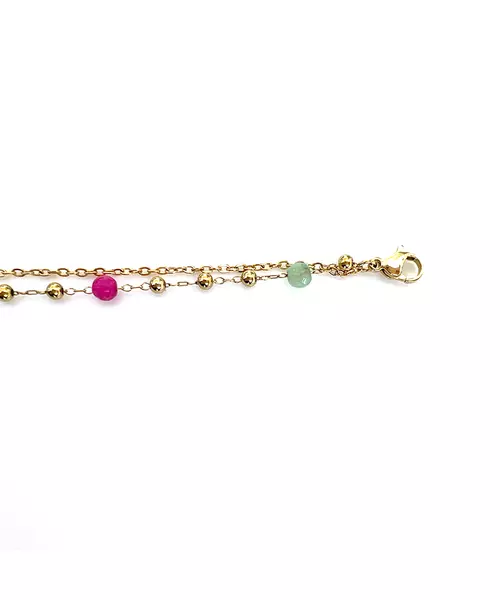 Anklet with Multicolored stones - Stainless Steel Gold