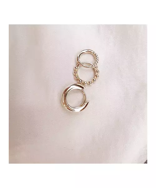 Set of 3 pairs of Hoops  - Silver 925 Gold Plated