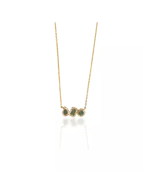 Necklace with Green Zircons - Silver 925 Gold Plated