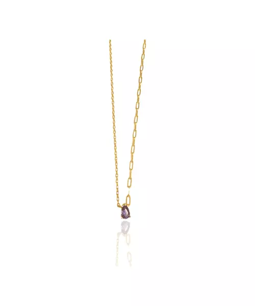 Necklace Purple Drop - Silver 925 Gold Plated