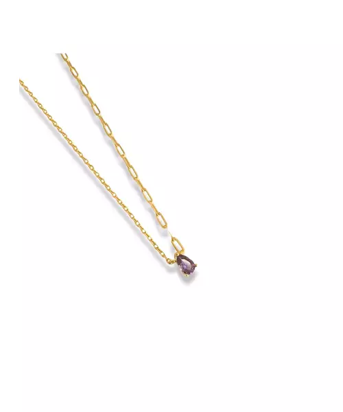 Necklace Purple Drop - Silver 925 Gold Plated