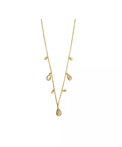 Necklace Drops with zircons - Silver 925 Gold Plated