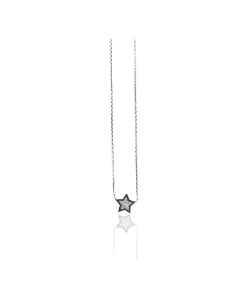 Necklace Star with pearl and blue zircons - Silver 925