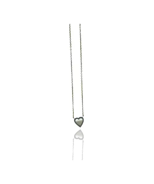 Necklace Heart with pearl and blue zircons - Silver 925