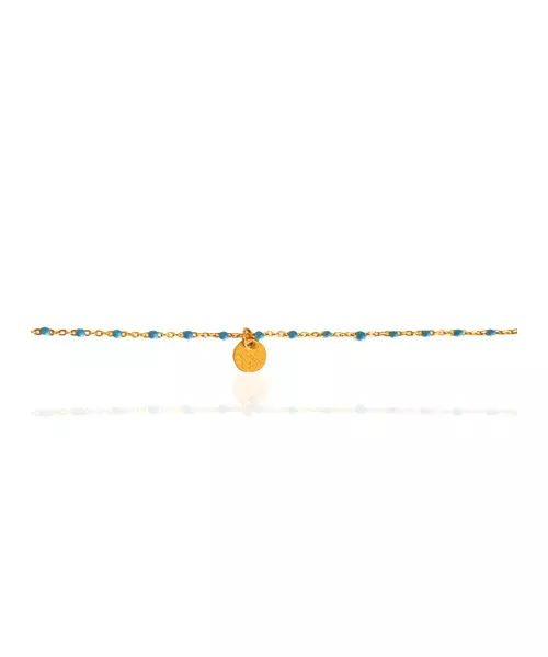 Bracelet Rosary Turquoise - Stainless Steel Gold