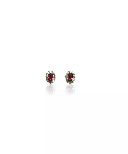 Studs Diana Oval Red - Silver 925 and Gold Plated