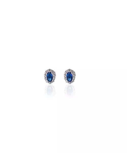 Studs Diana Oval Blue - Silver 925 and Gold Plated