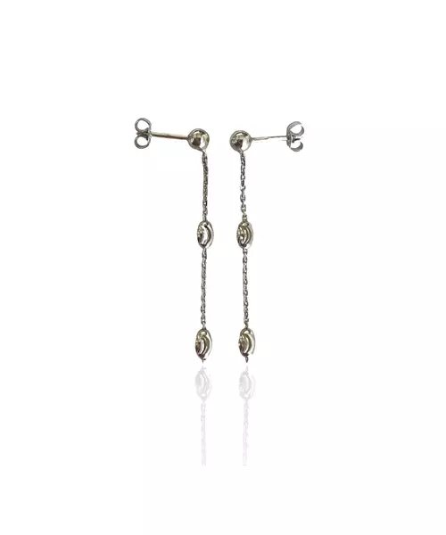 Earrings Diamond Cut Oval Balls - Silver 925