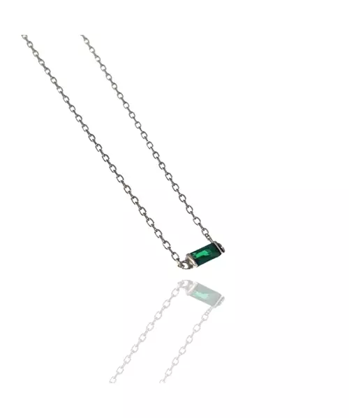 Necklace Baguette Green- Silver 925 & Gold Plated