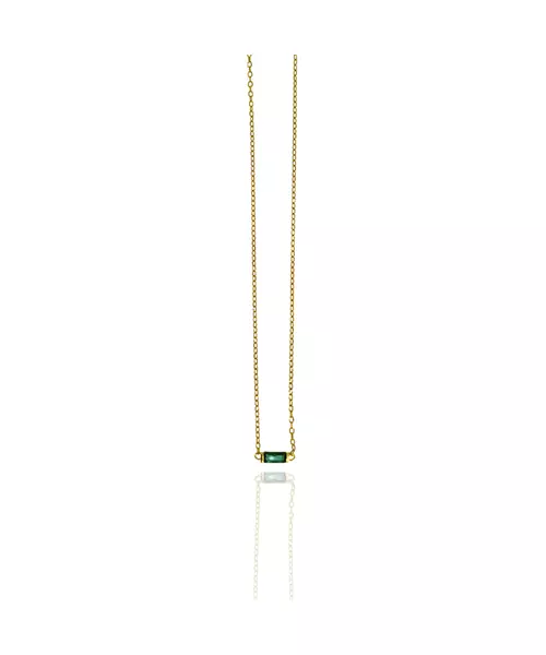 Necklace Baguette Green- Silver 925 & Gold Plated