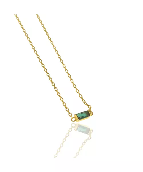 Necklace Baguette Green- Silver 925 & Gold Plated