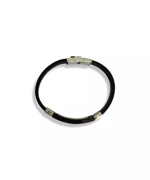 Men's Bracelet Leather - Stainless Steel