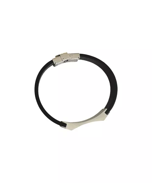 Men's Bracelet Leather - Stainless Steel