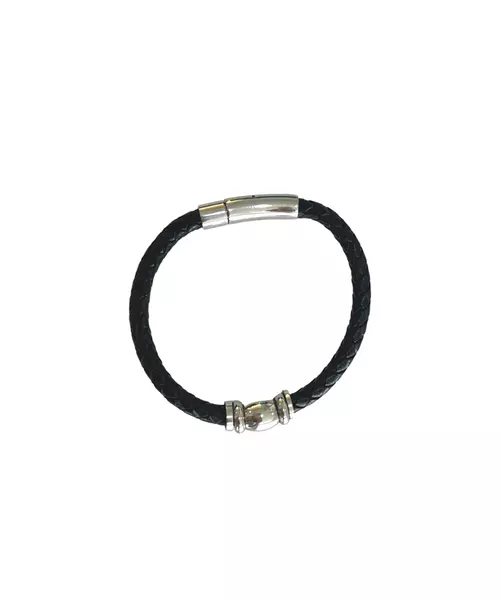 Men's Bracelet Leather - Stainless Steel