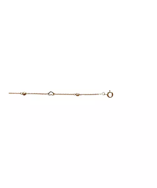 9ct Gold Bracelet - Hearts & diamondcut balls