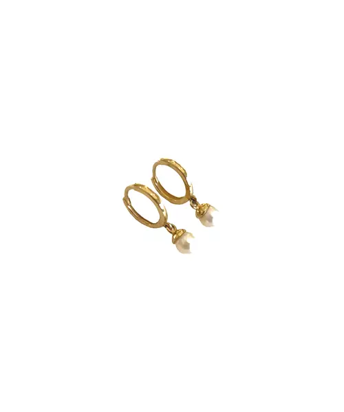 9ct Gold Hoops - pearls