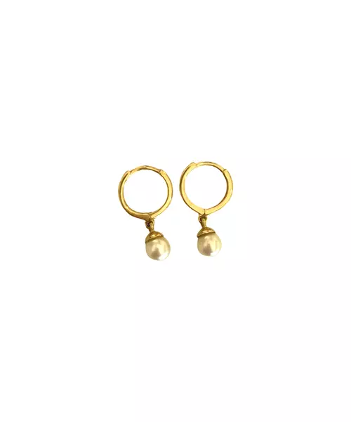 9ct Gold Hoops - pearls