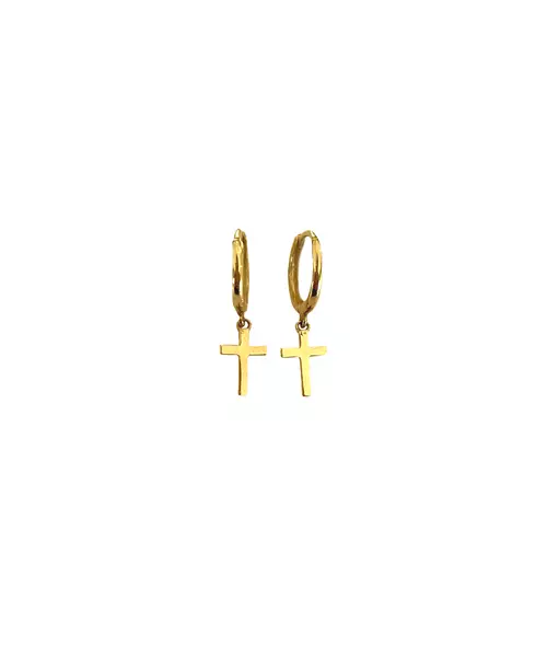 9ct Gold Hoops - cross