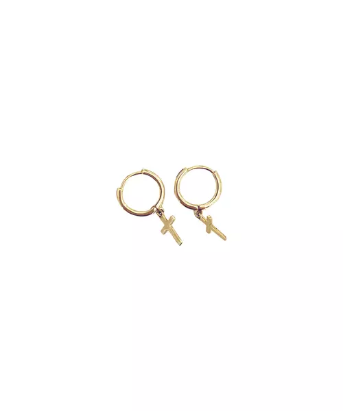 9ct Gold Hoops - cross