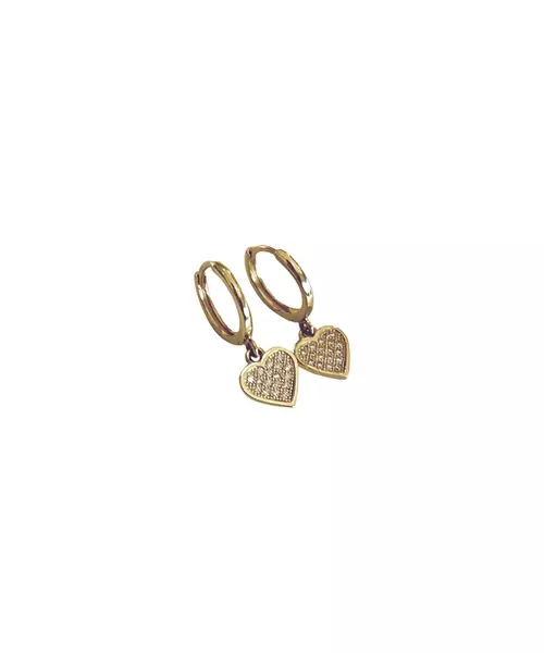 9ct Gold Hoops - hearts with zircons