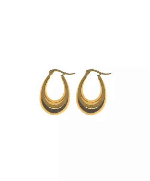 Chunky Hoop Earrings -  Stainless Steel Gold Plated