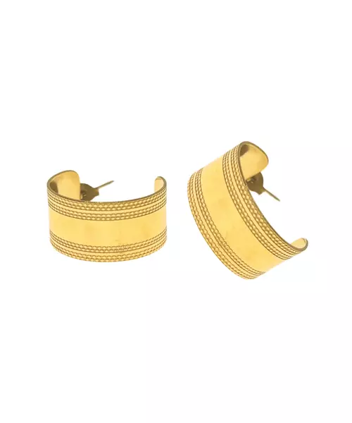 Chunky Hoop Earrings -  Stainless Steel Gold Plated