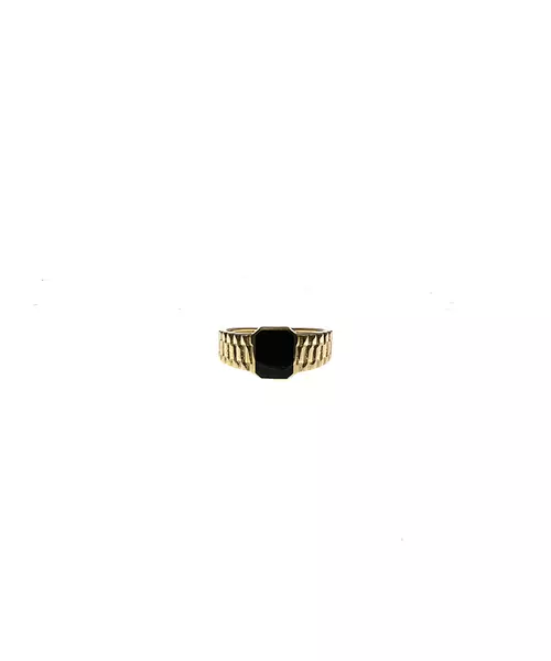 9ct Yellow Gold Chain Ring with Onyx