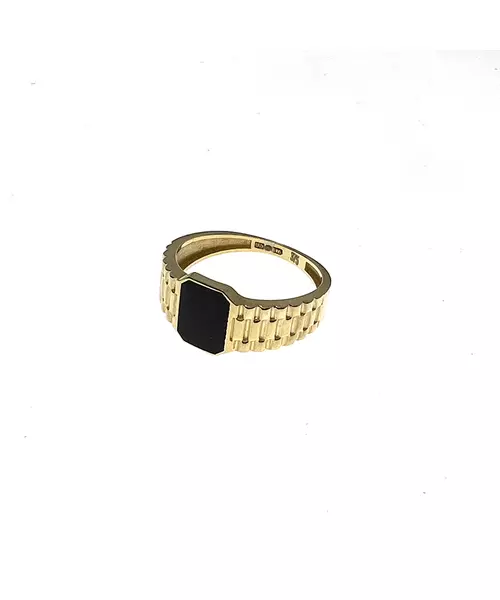 9ct Yellow Gold Chain Ring with Onyx