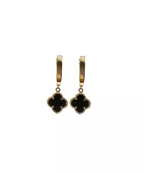 9ct Gold Hoops with Onyx