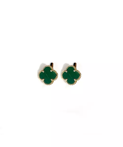 9ct Gold Earrings with Malachite