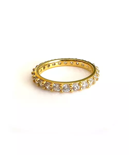 Ring with  Zircons -  Silver 925 Gold Plated