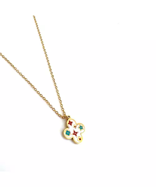 Necklace Flower - Stainless Steel Gold Plated