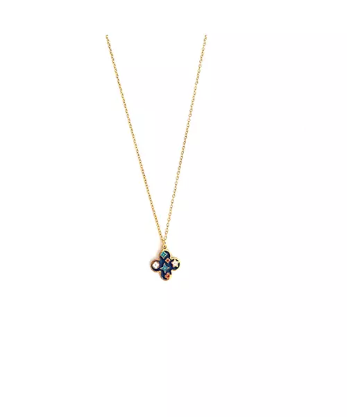 Necklace Flower - Stainless Steel Gold Plated