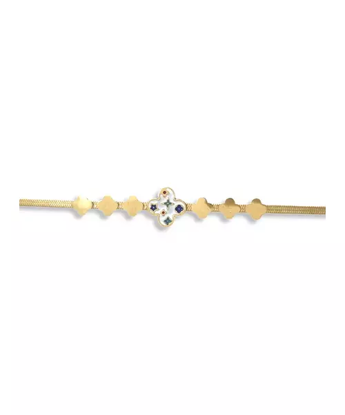 Bracelet Flower White - Stainless Steel Gold Plated