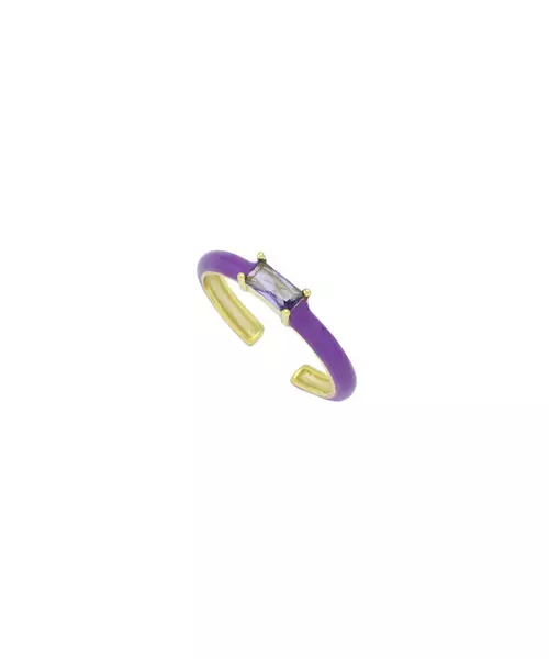 Ring Enamel Purple - Silver 925 Gold Plated