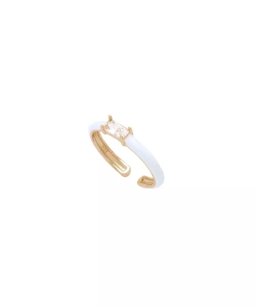 Ring Enamel White - Silver 925 Gold Plated