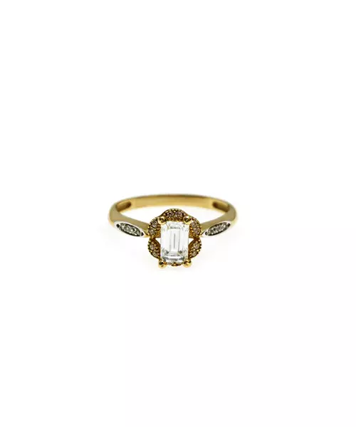 9ct Yellow Gold Vintage Ring with Zircons - emerald cut (Copy)