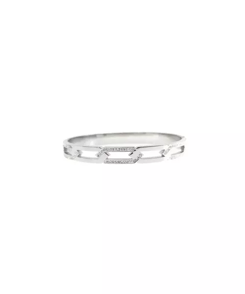 Bangle Geometric with zircons - Stainless Steel Silver