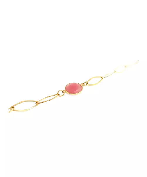 Bracelet Pink Stone - Stainless Steel Gold Plated