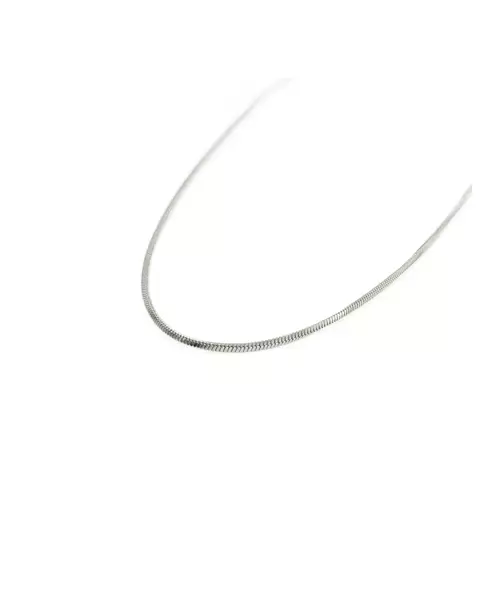 Necklace: Round Thin Snake, 40 cm to 60 cm - Stainless Steel Silver - 60 cm