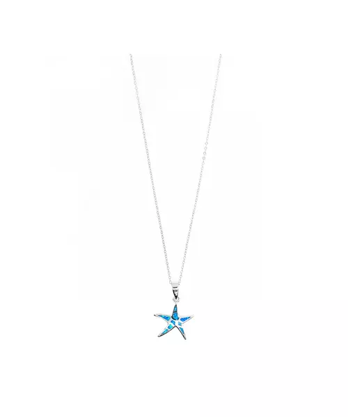 Necklace Starfish with Blue Opal - Silver 925