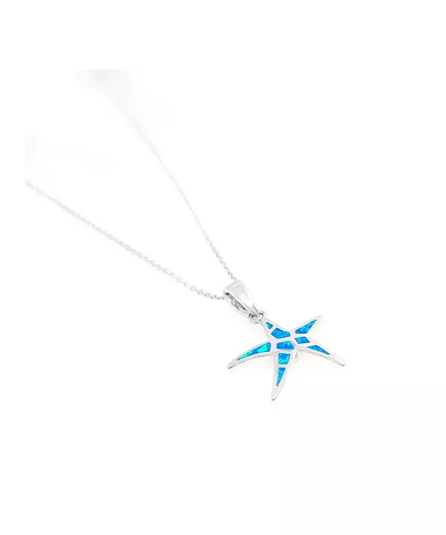 Necklace Starfish with Blue Opal - Silver 925