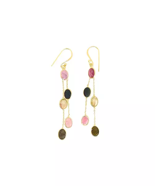 Multicolor Tourmaline Earrings - Silver 925 & Gold Plated