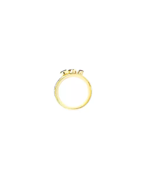 Tourmaline Three Stones Ring - Silver 925 Gold plated