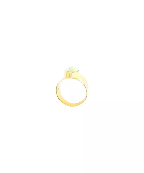 Prehnite Oval Ring - Silver 925 Gold plated